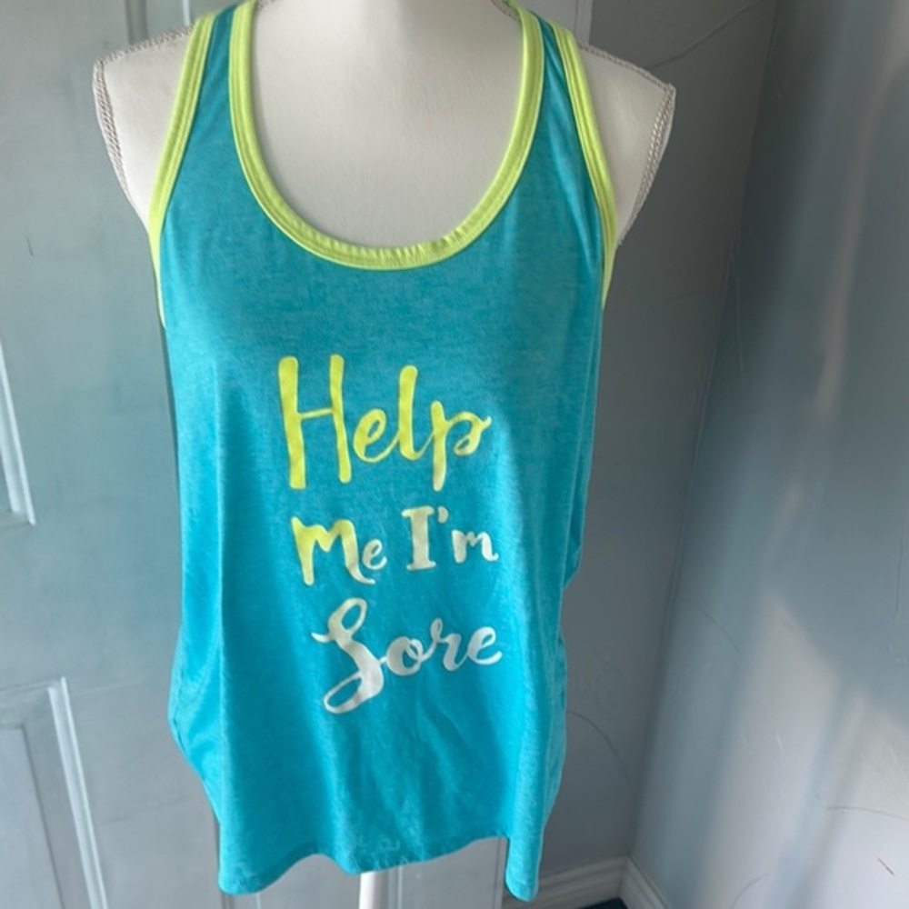 Blue and Yellow Graphic Sleeveless Tank Top